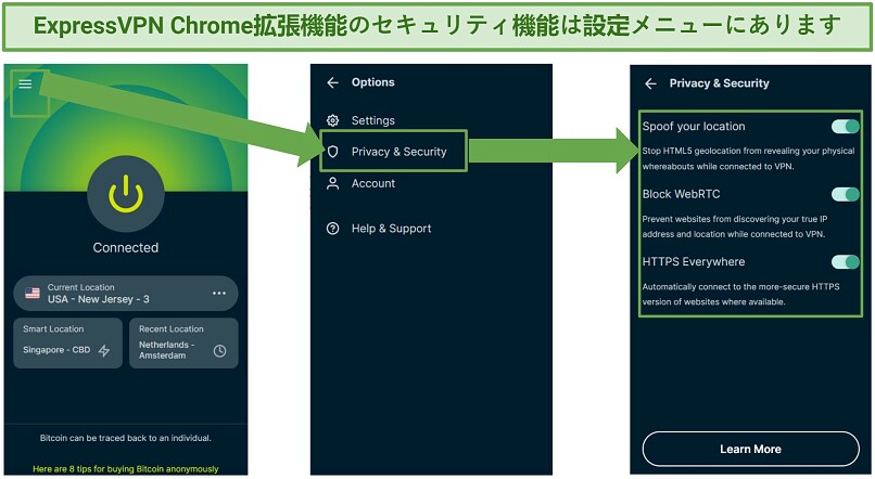 Screenshot of ExpressVPN's Chrome extension