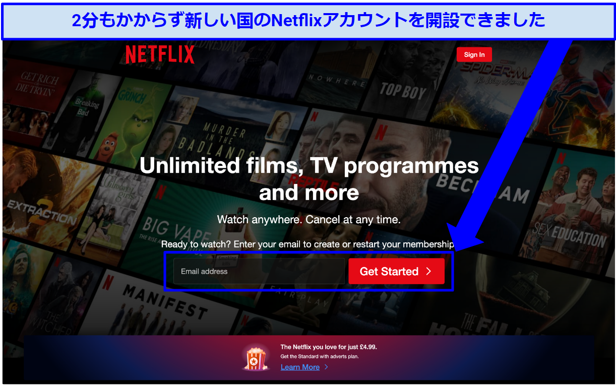 Screenshot showing how to subscribe to Netflix online