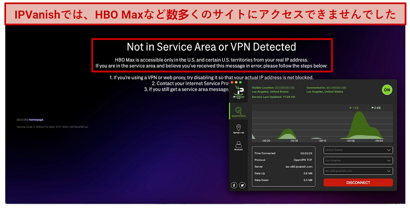 Graphic showing IPVanish with HBO Max