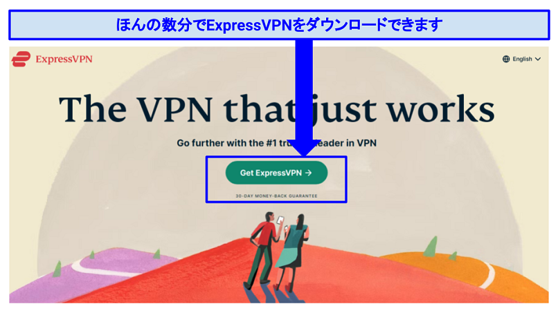 Graphic showing how to download ExpressVPN