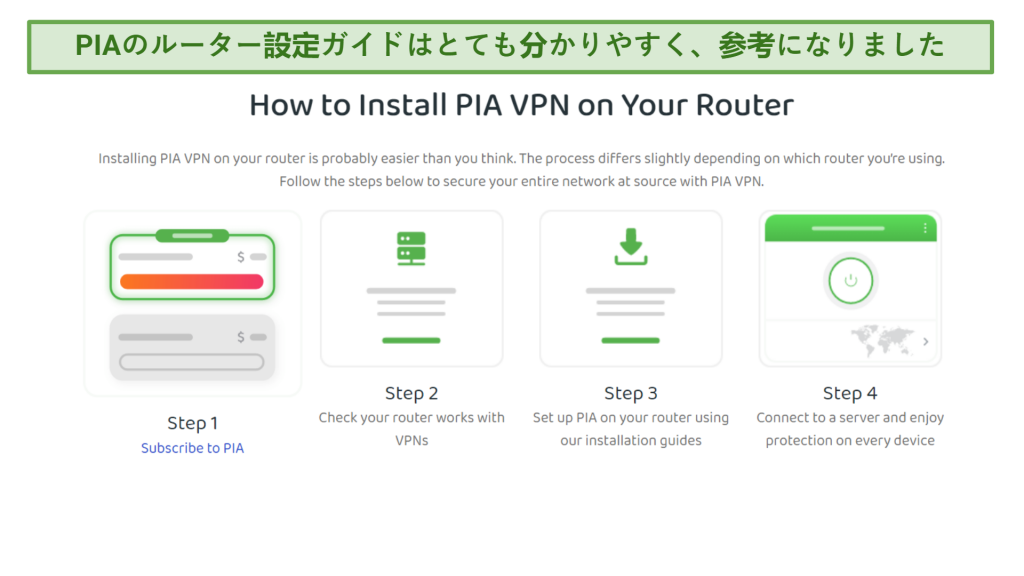 Screenshot showing how to set up PIA on routers