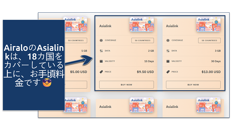 A screenshot showing Airalo's Asialink webpage