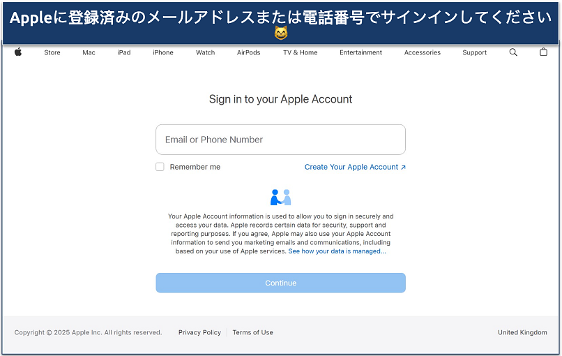 Screenshot of Apple's Report a Problem login page