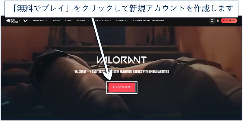 A screenshot showing Valorant's website homepage